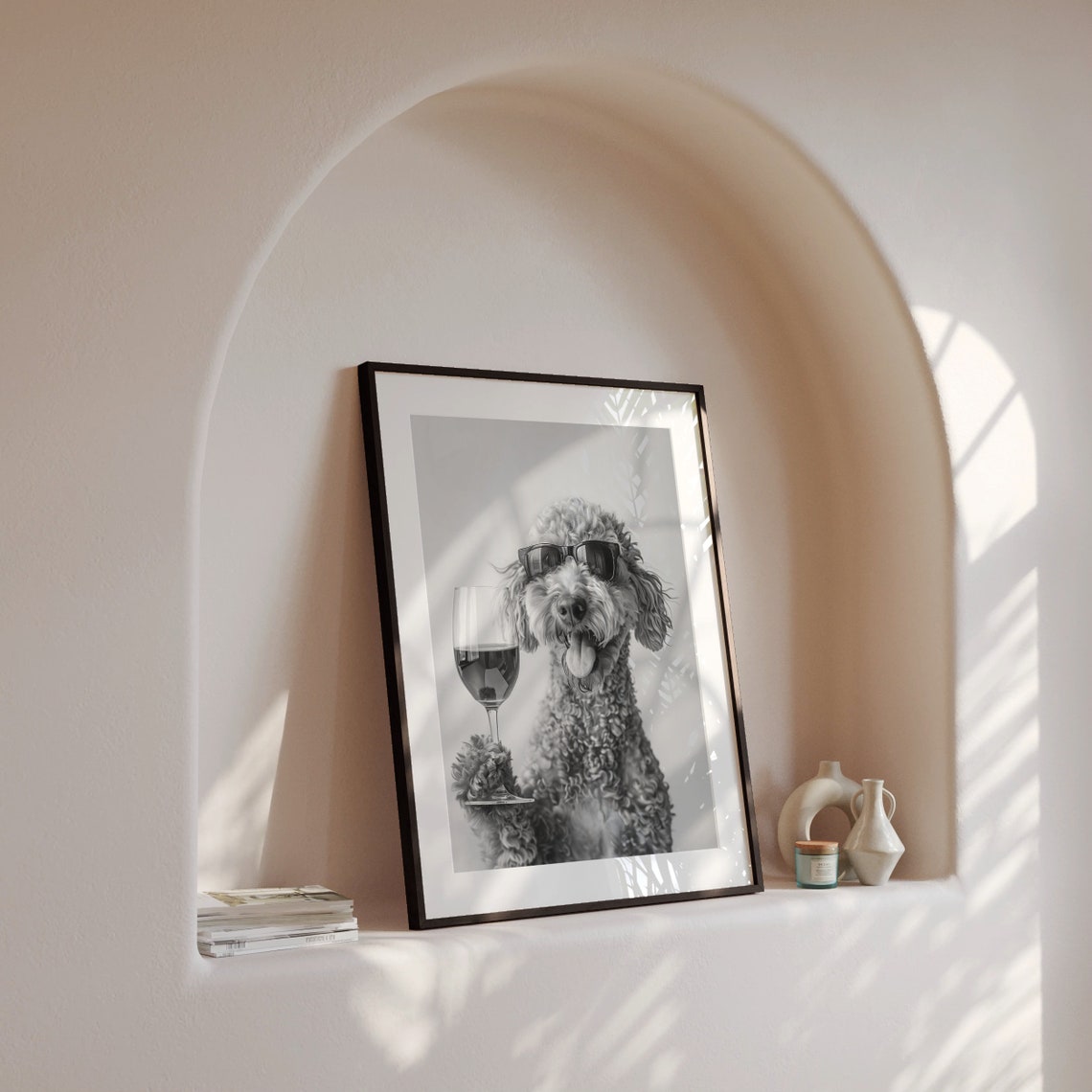 Labradoodle Wine Toast Funny Dog With Sunglasses Drinking Wine Poster - Image 4