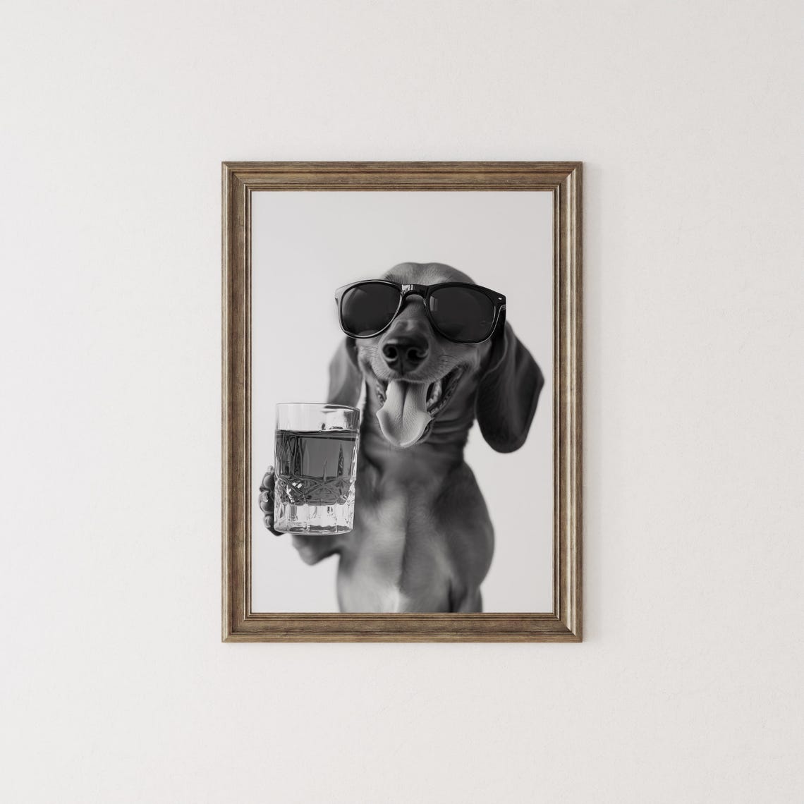 Dachshund Drinking Whiskey Sunglasses Bourbon Glass Funny Dog Print - Image 2