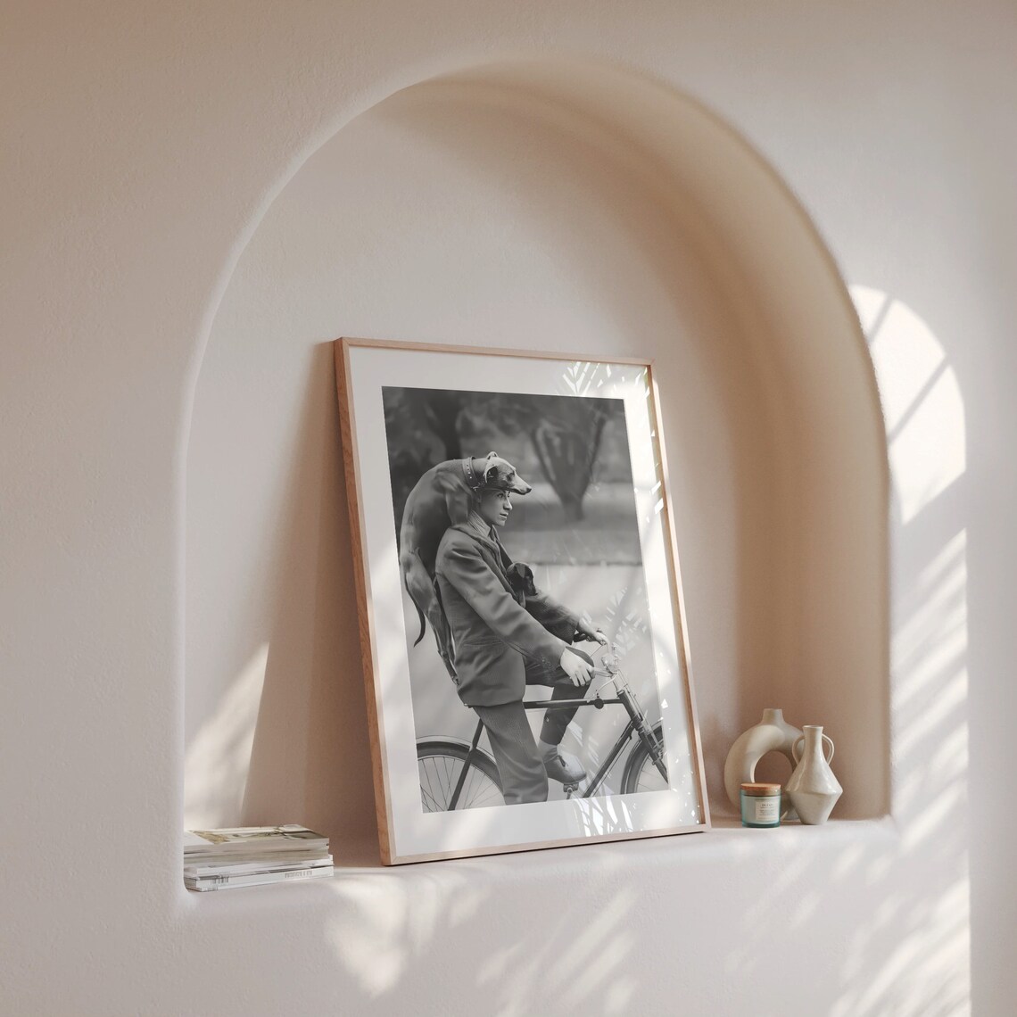 Man On Bike With Two Dogs, Vintage Dog Print - Image 4