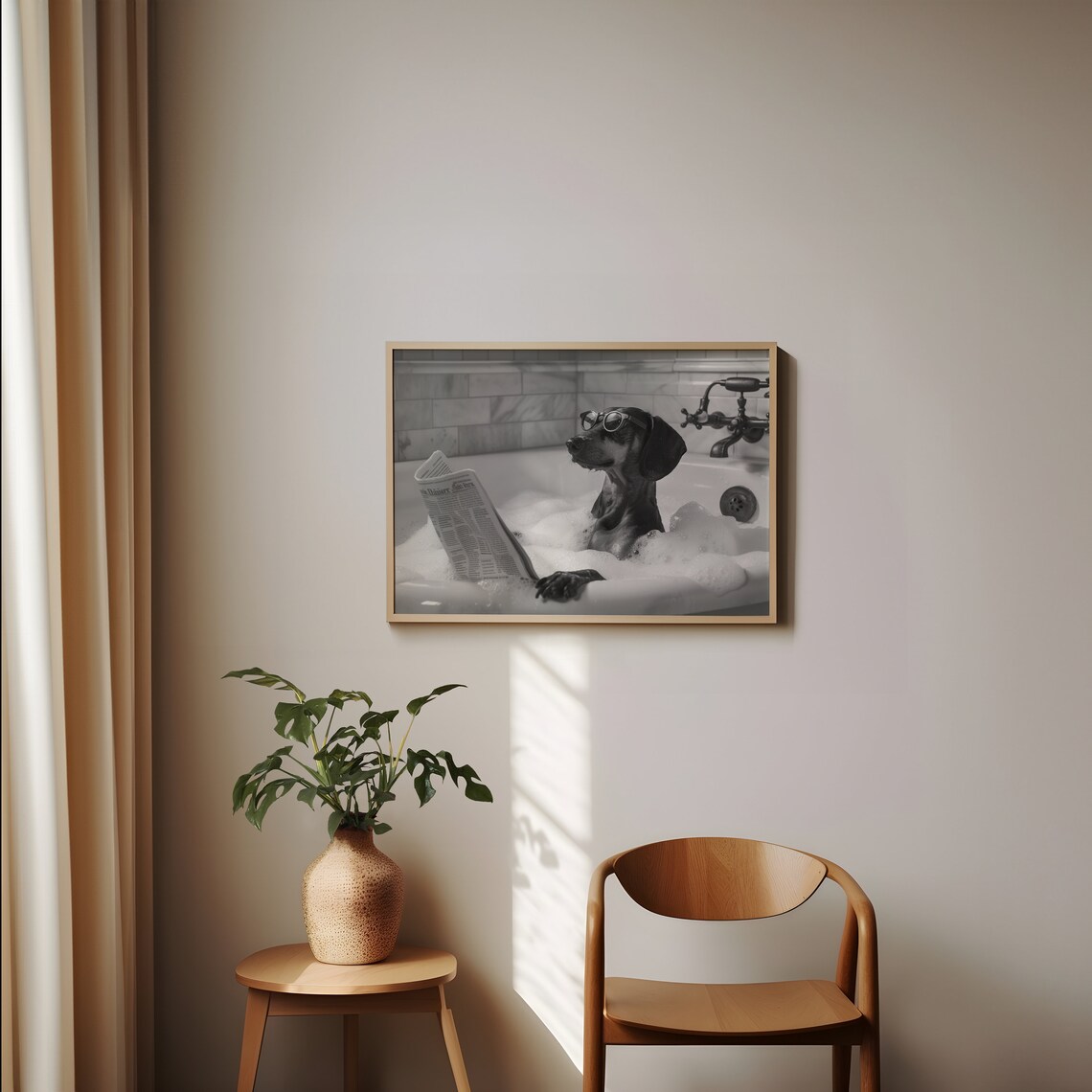 Dachshund In Bathtub Funny Bathroom Art Print - Image 2