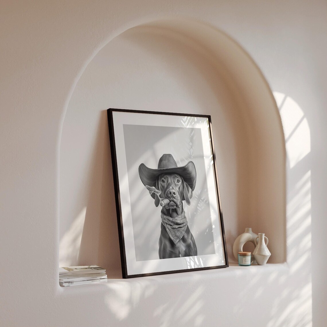 Vizsla Cowboy Western Dog Art Print, Vintage Retro - Image 4