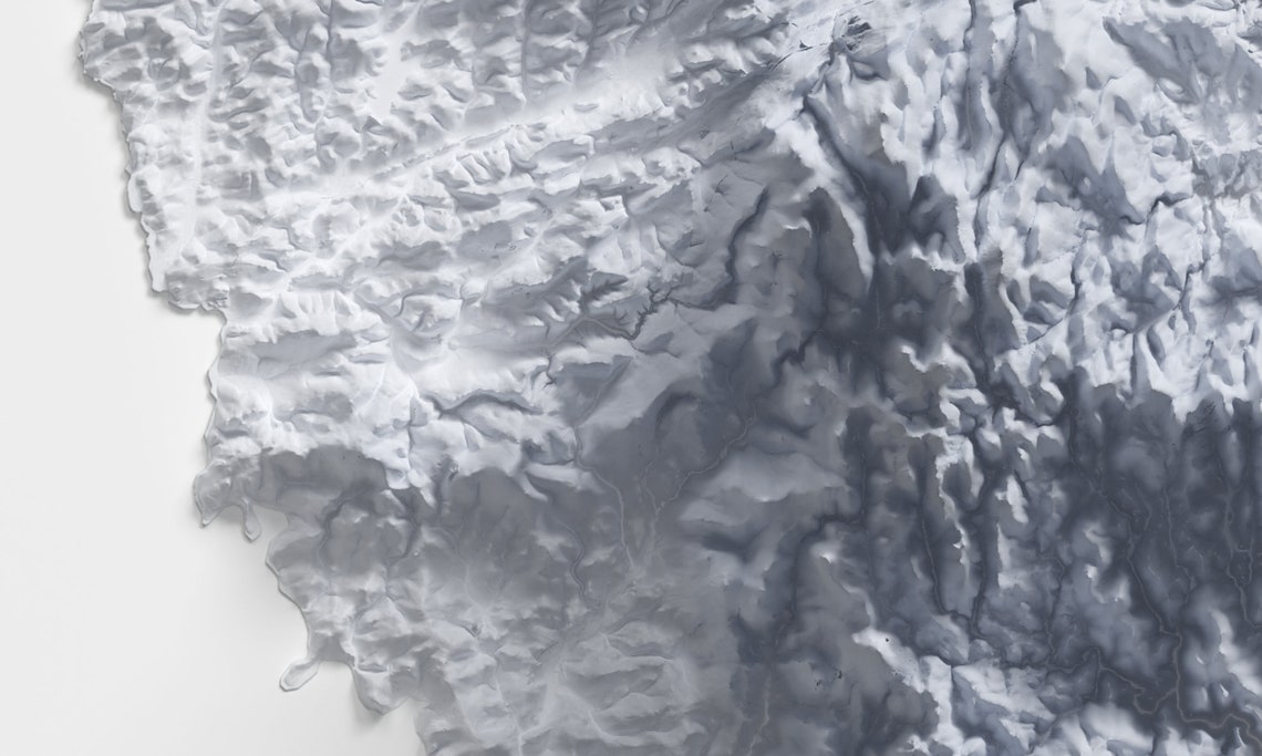 Devon England Minimalist 3D Topographic Shaded Relief Map Wall Art - Image 3
