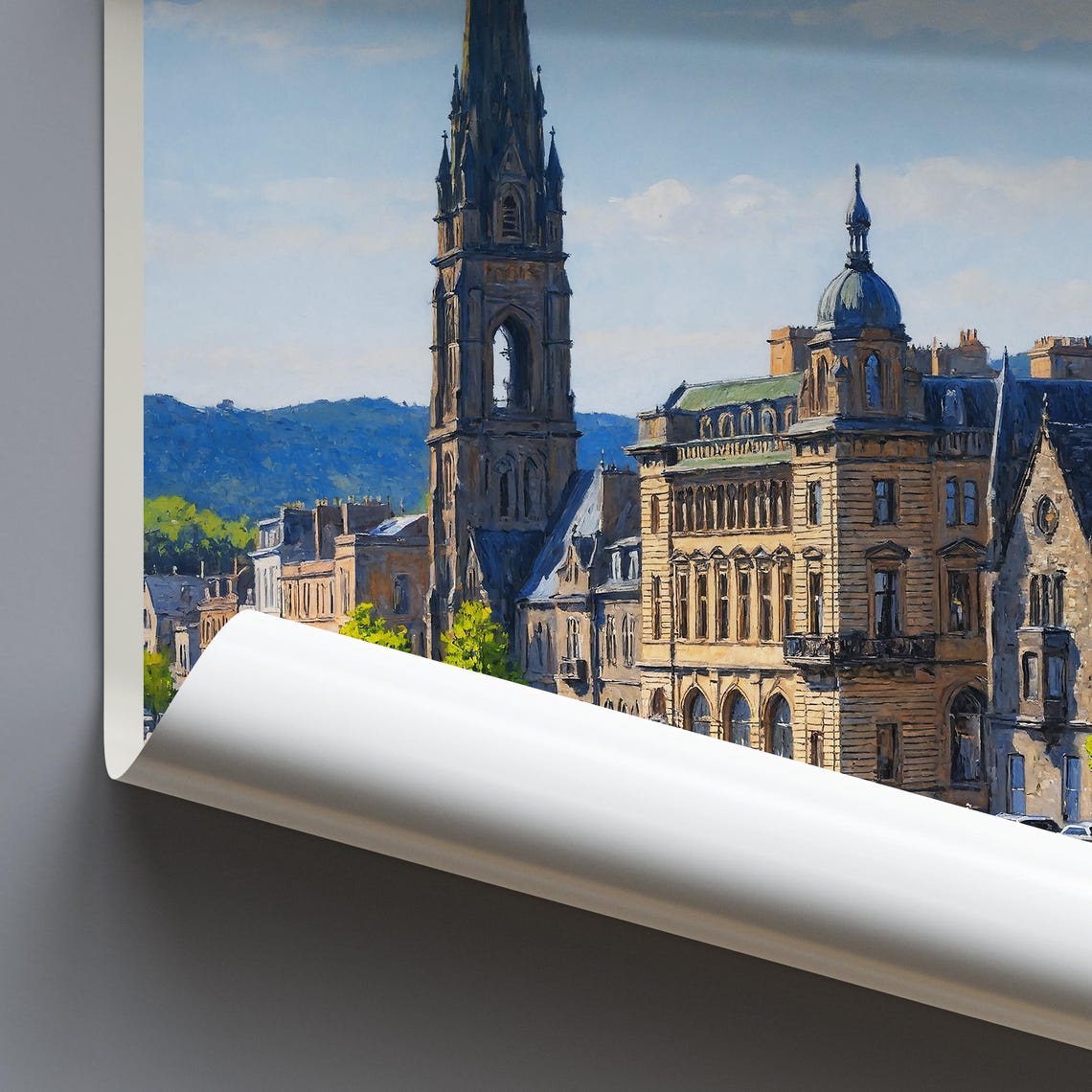 Perth Scotland Painted River Tay Waterfront And Church Spire Poster - Image 4
