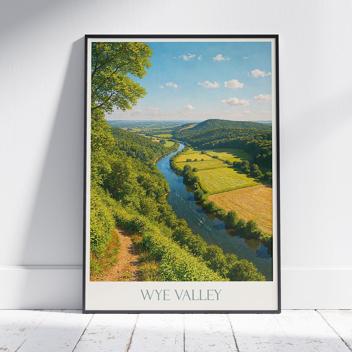 Wye Valley River Hills Vintage Scenic English Landscape Poster