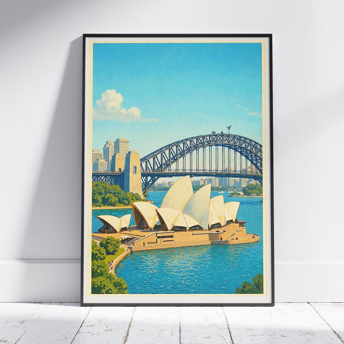 Sydney Opera House Harbour Bridge Classic City Travel Poster