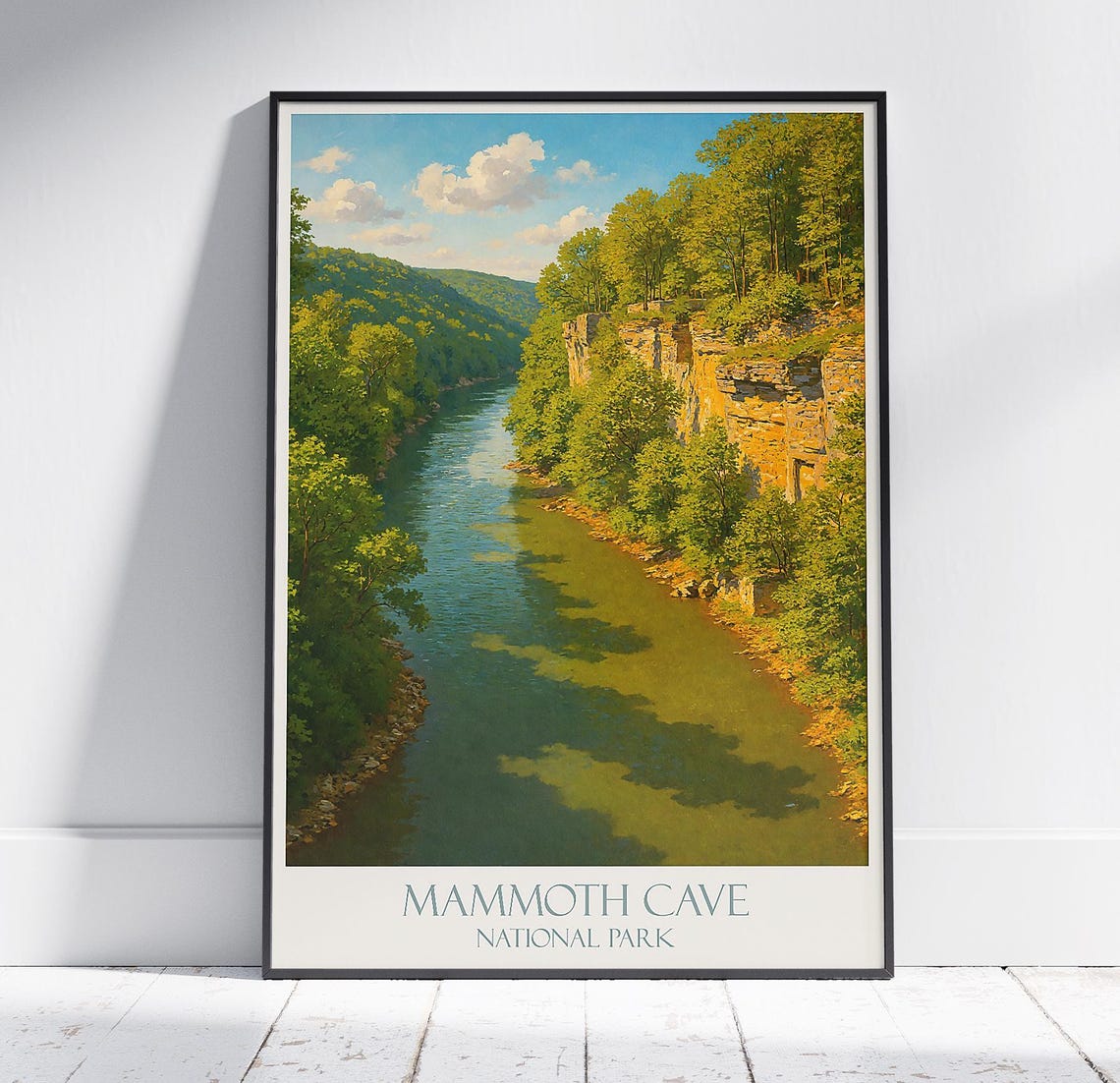 Mammoth Cave National Park River Gorge Cliffs Scenic View Poster