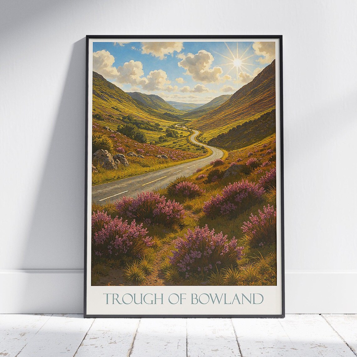 Trough of Bowland Winding Heather Road Sunset Hills Travel Poster