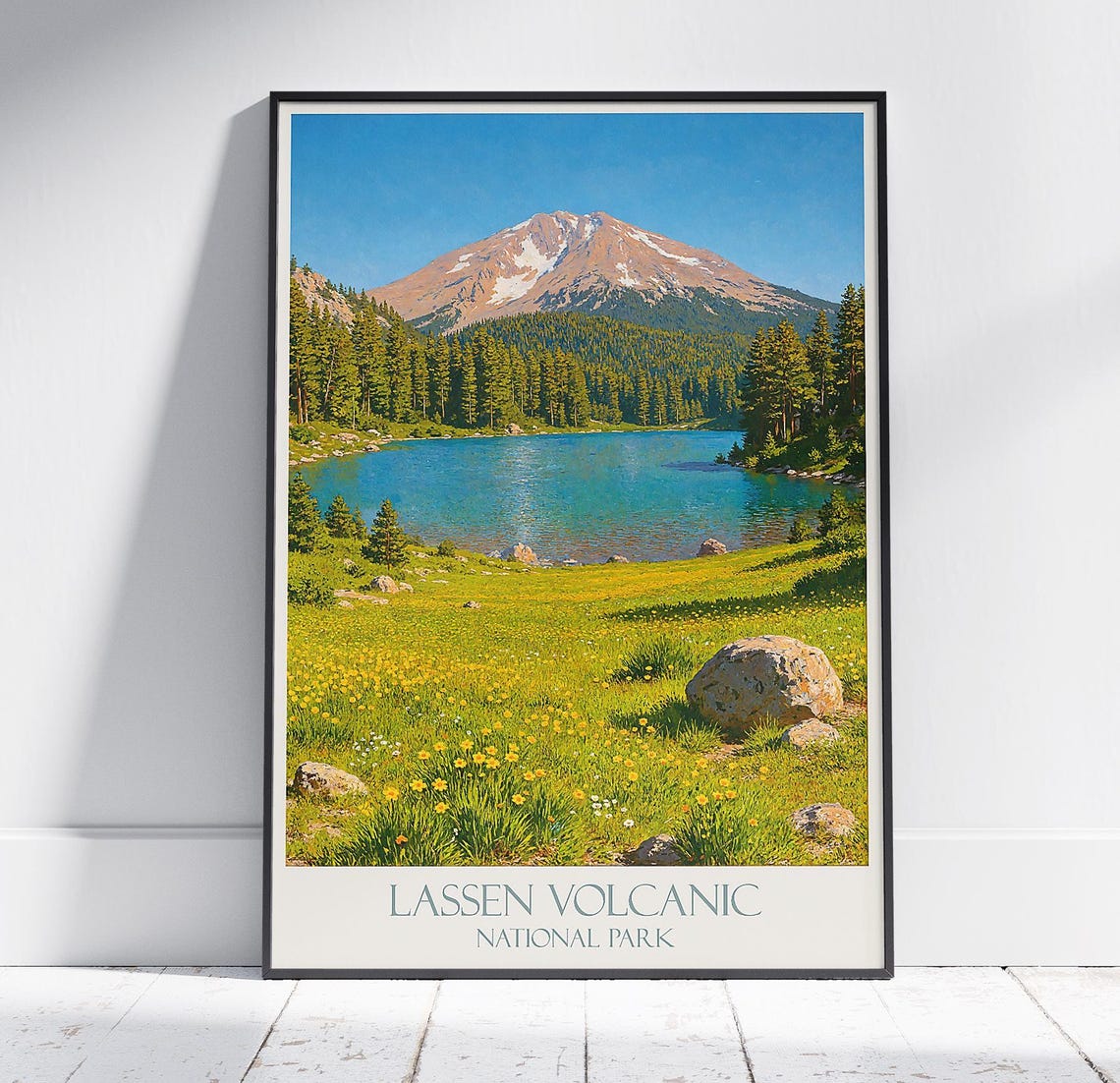 Lassen Volcanic National Park Wildflower Meadow Lake View Poster