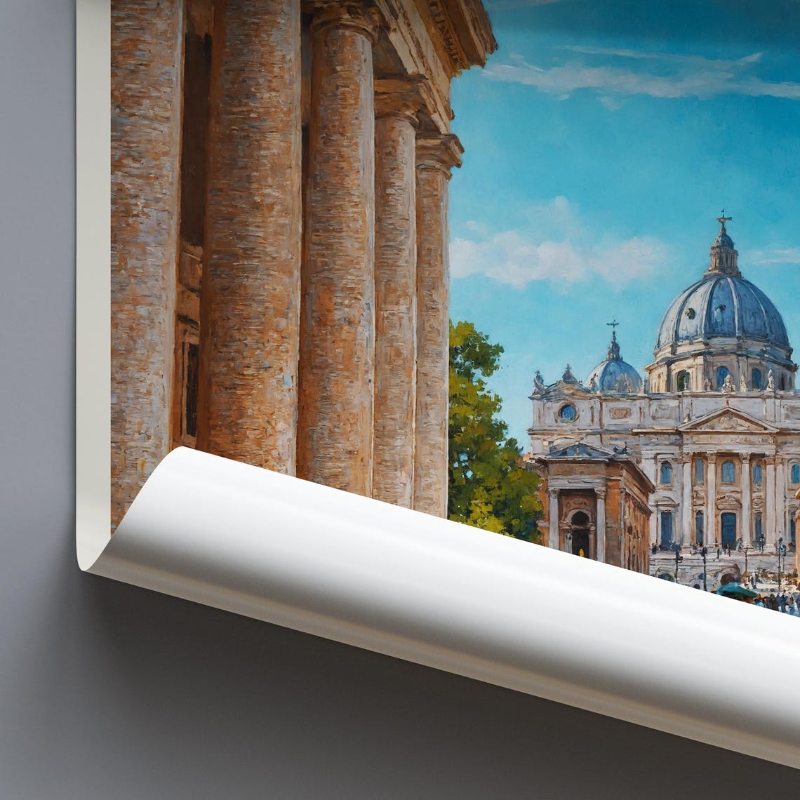 Vatican City Rome Saint Peters Basilica Colonnade Painted Poster - Image 3