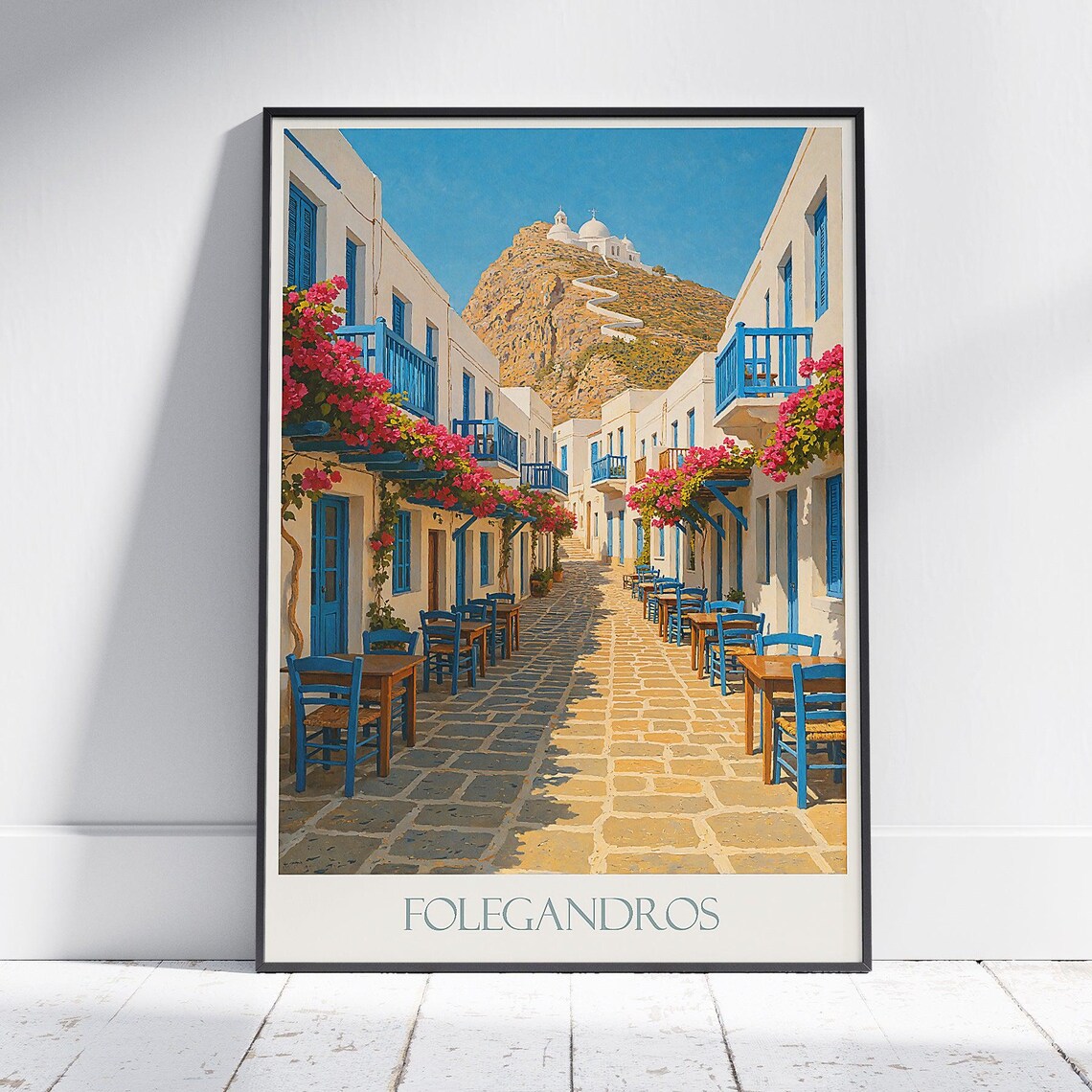 Folegandros Panagia Church Greek Island Charming Street Poster