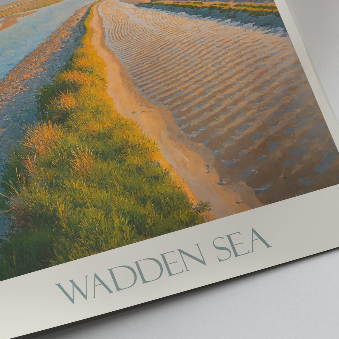 Wadden Sea Coastal Tidal Flats Sunrise Painted Travel Poster - Image 2