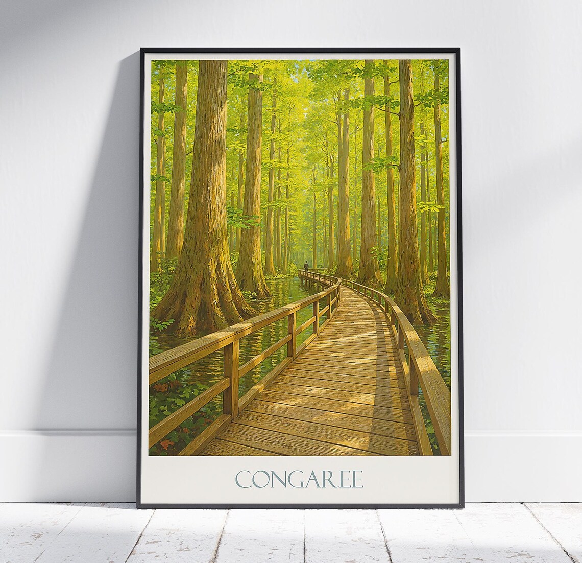 Congaree National Park Boardwalk Cypress Swamp Travel Art Poster