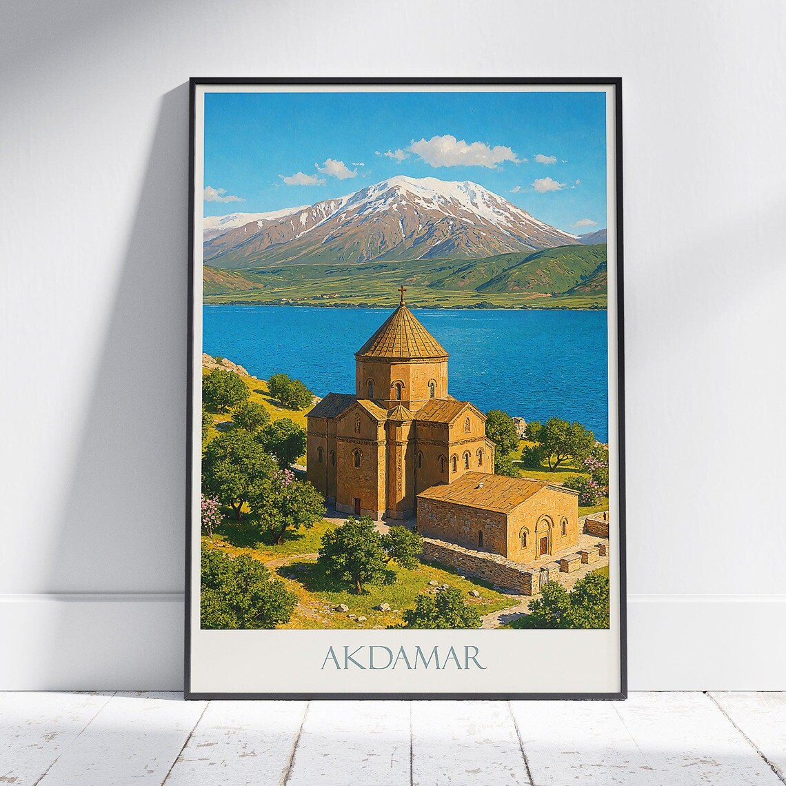 Akdamar Island Travel Poster Lake Van Church Turkey Mountain View