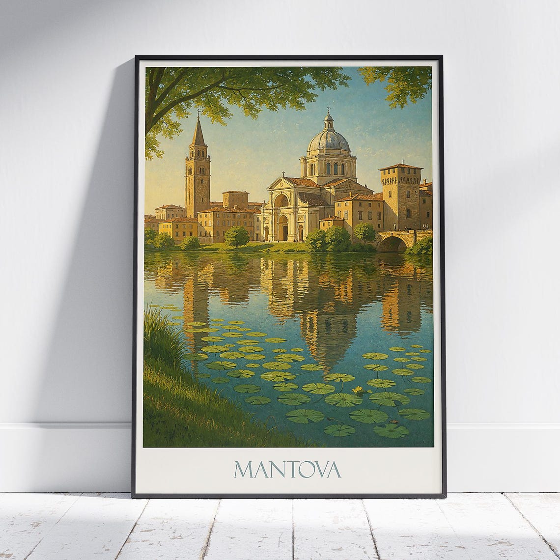 Mantova Italy Churches Lily Ponds Reflection Painting Poster