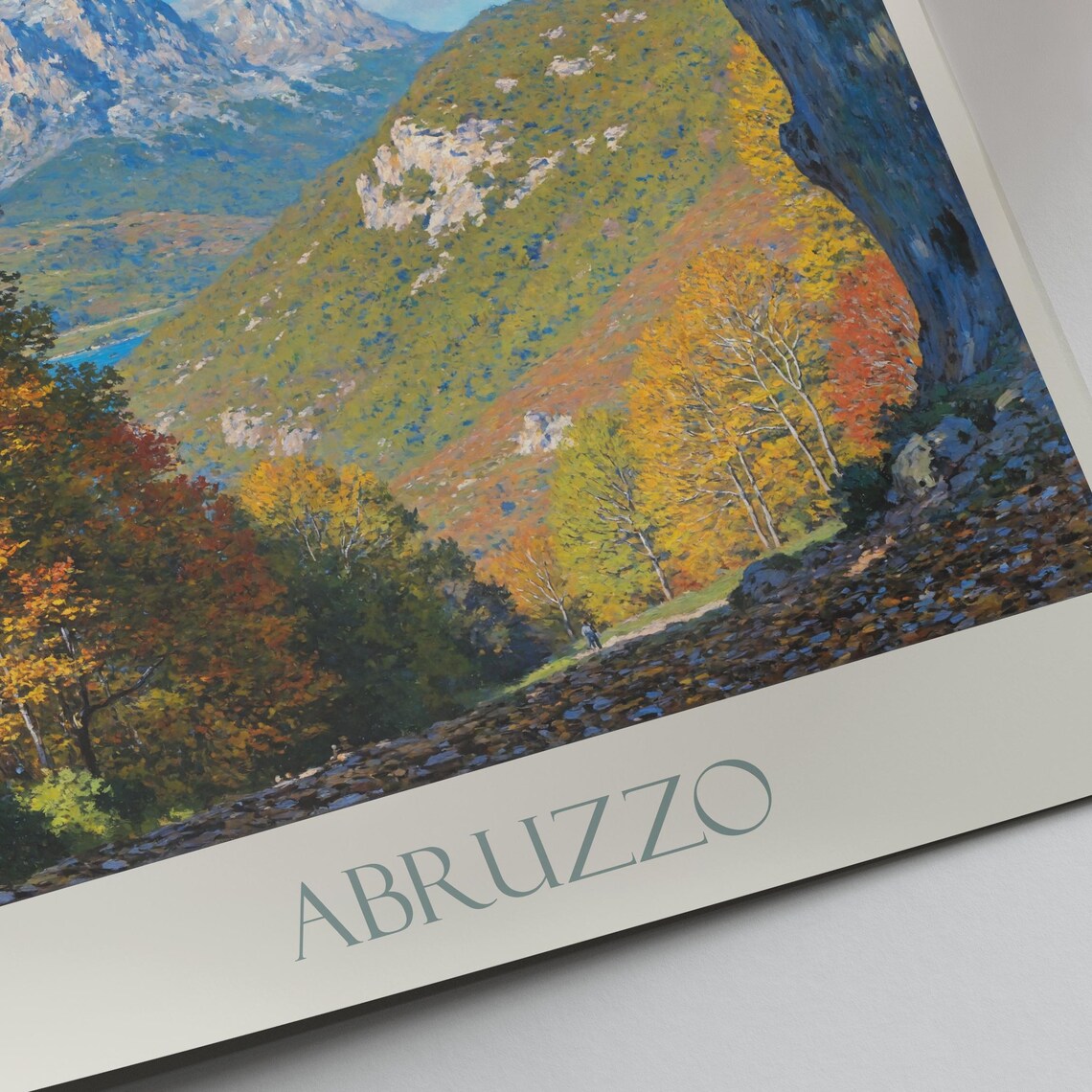 Abruzzo Autumn Mountain Valley Golden Trees Italy Travel Poster - Image 3