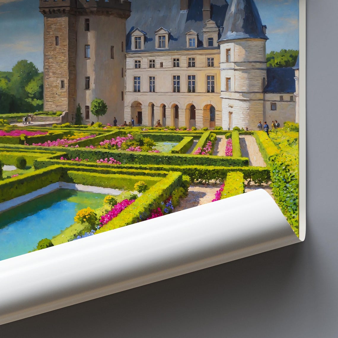Villandry France Chateau Gardens Painted Travel Poster Loire Valley - Image 3