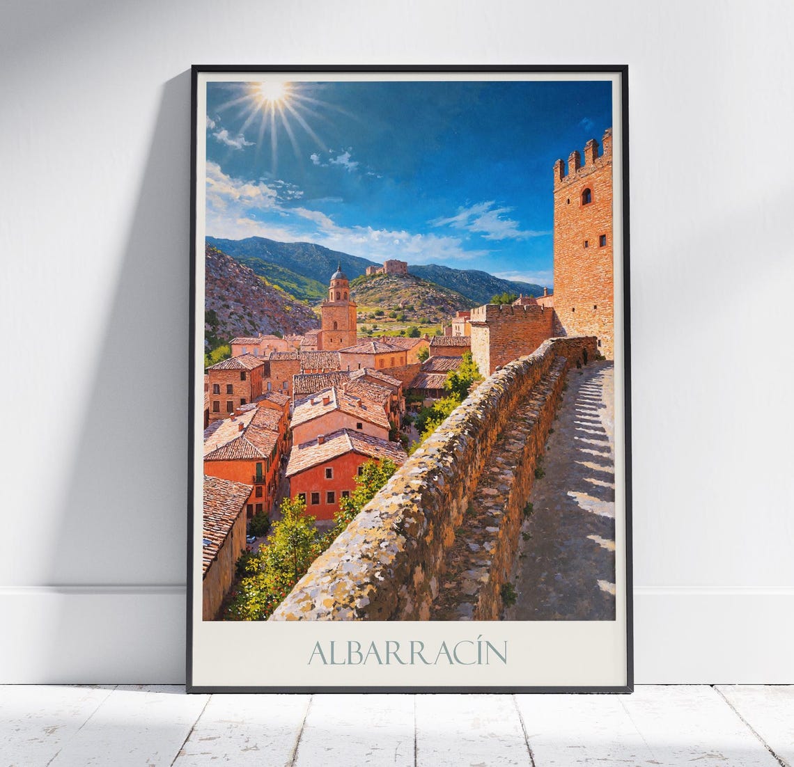 Albarracin Spain Medieval Hilltop Village Castle Travel Poster