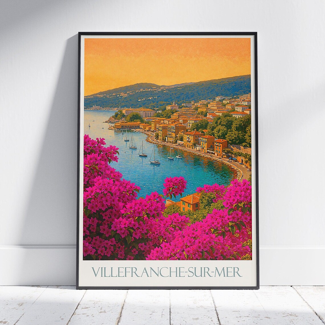 Villefranche sur Mer Bougainvillea Bay French Riviera Travel Poster
