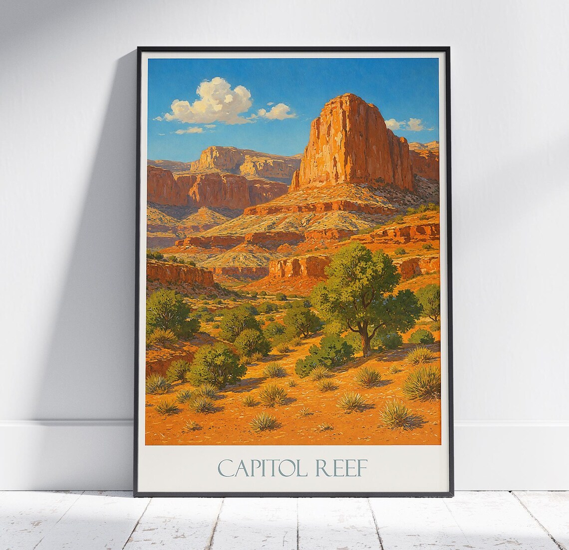 Capitol Reef National Park Utah Red Rock Desert Vintage Travel Poster