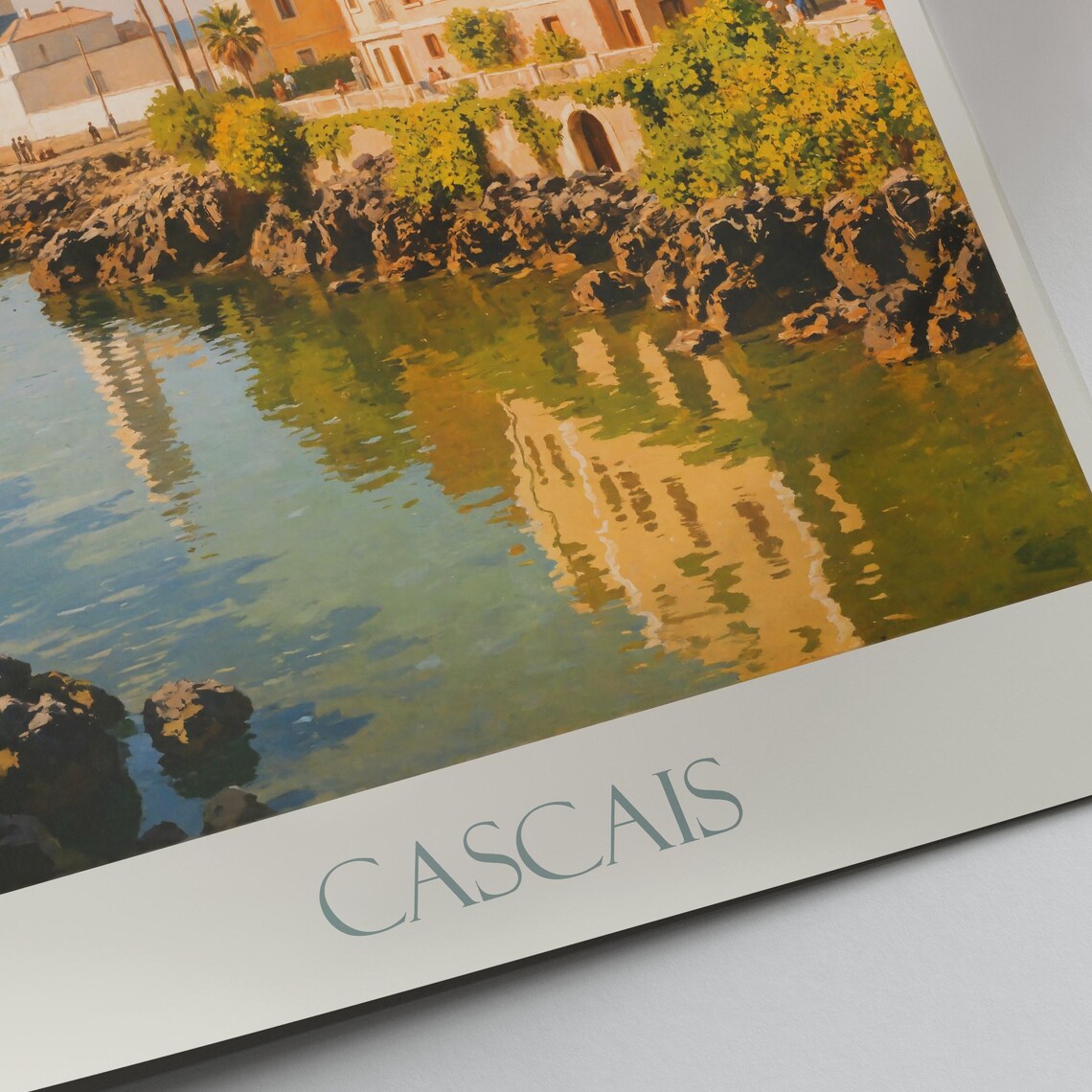 Cascais Portugal Coastal Lighthouse Scene Vintage Travel Poster - Image 3