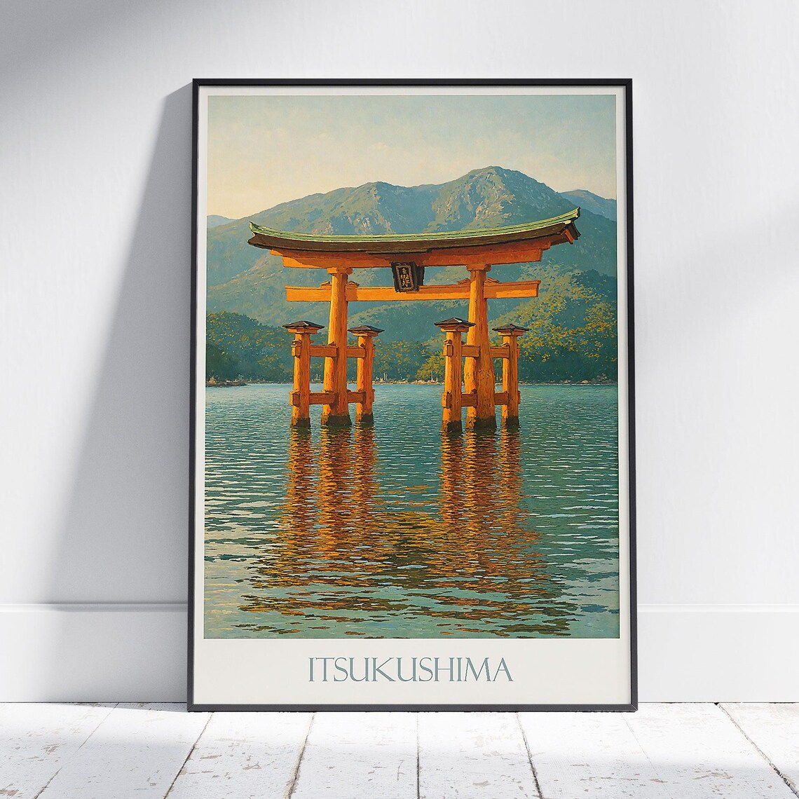 Itsukushima Floating Torii Gate Miyajima Japan Vintage Travel Poster