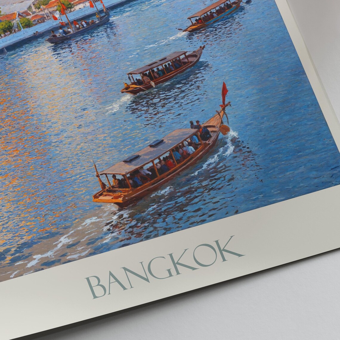 Bangkok Thailand Wat Arun Temple of Dawn Sunset River Scene Poster - Image 4