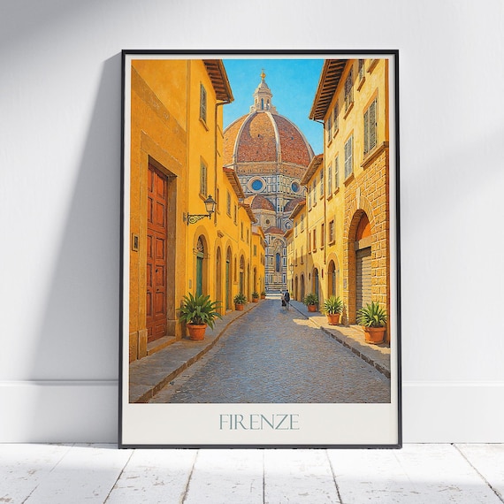 Firenze Charming Alleyway View Of Florence Duomo Travel Poster