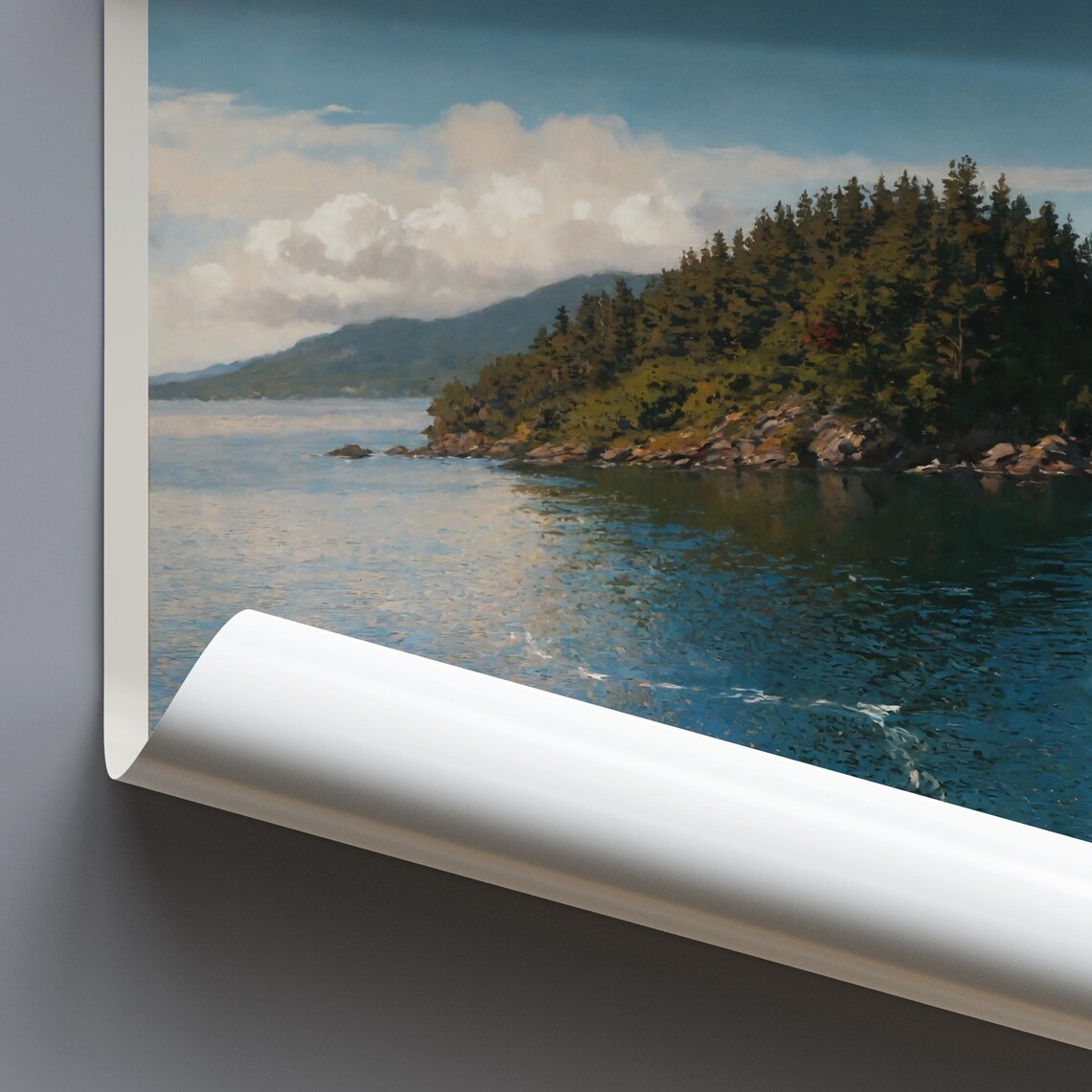 San Juan Islands Washington Rocky Coast Painted Travel Poster - Image 3