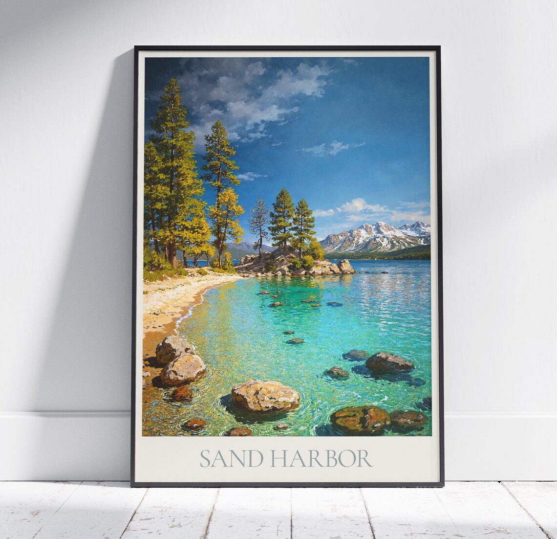 Sand Harbor Lake Tahoe Nevada Clear Water Painted Nature Poster