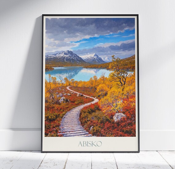 Abisko National Park Sweden Autumn Mountain Lake Trail Travel Poster