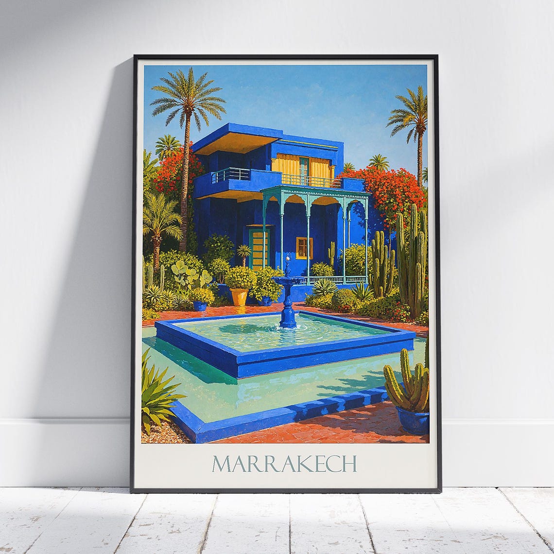 Jardin Majorelle Marrakech Cobalt Blue Villa Garden Travel Poster