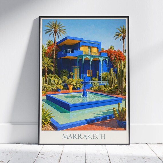 Jardin Majorelle Marrakech Cobalt Blue Villa Garden Travel Poster