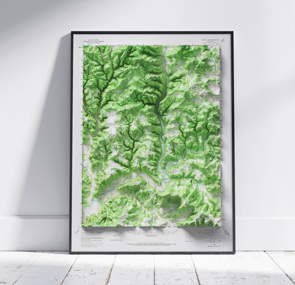 Navajo Dam New Mexico USGS Shaded Relief Topographic Map Poster