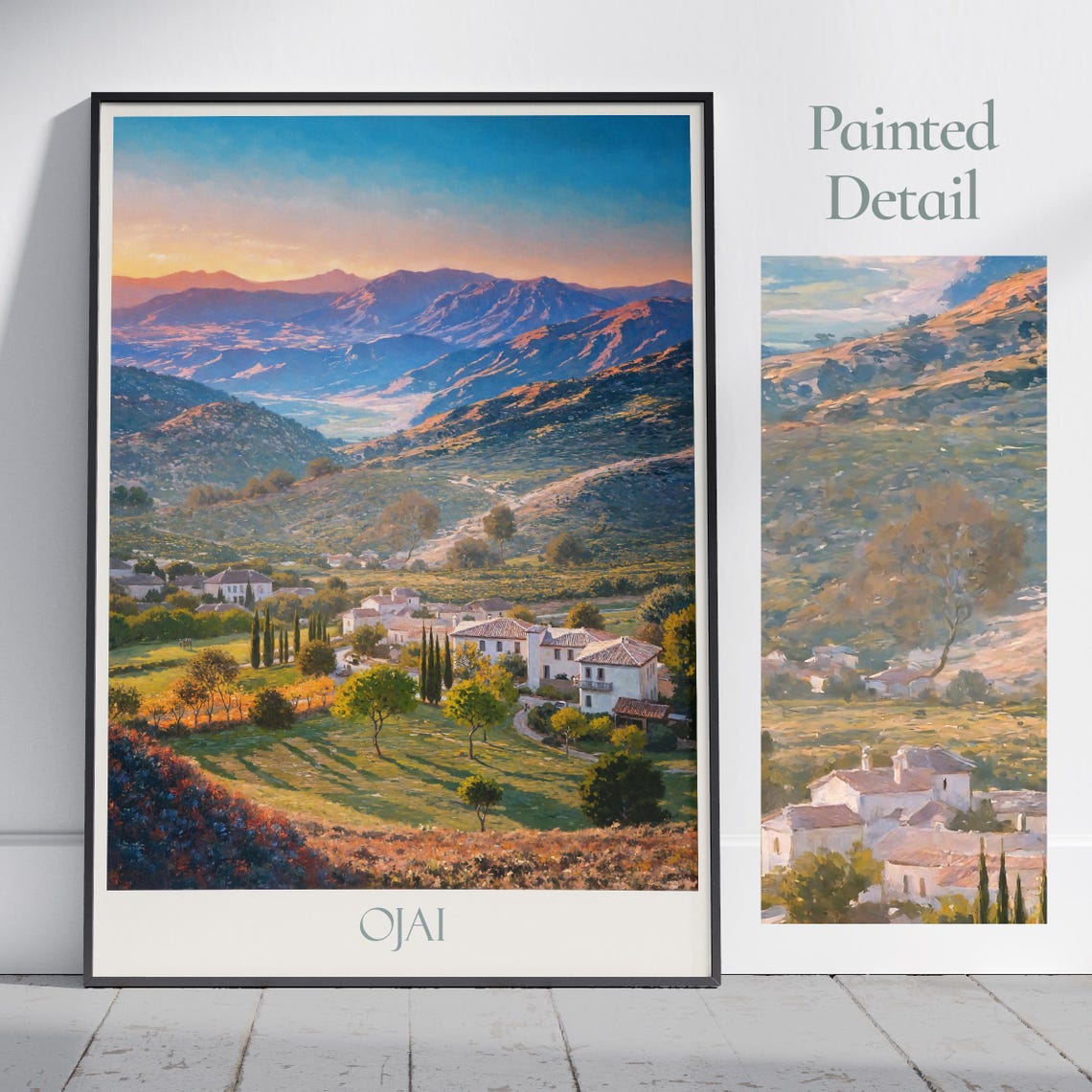 Ojai California Sunset Over the Mountain Village Travel Poster