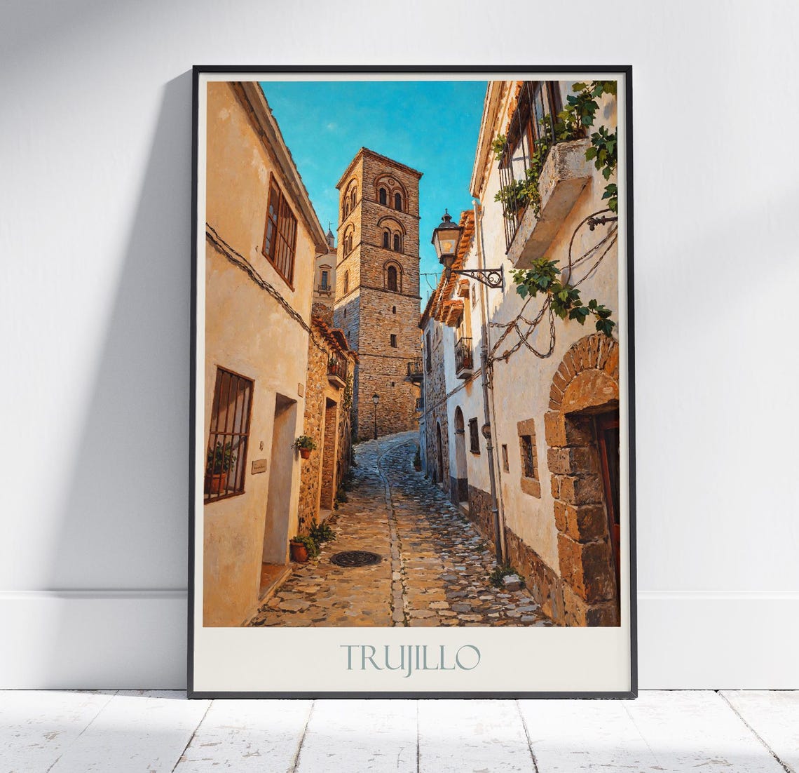 Trujillo Spain Medieval Stone Street Tower Old Town Painted Poster