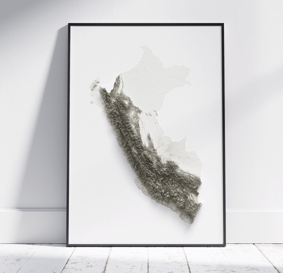 Peru Minimalist Shaded Topographic Map Elegant Country Poster
