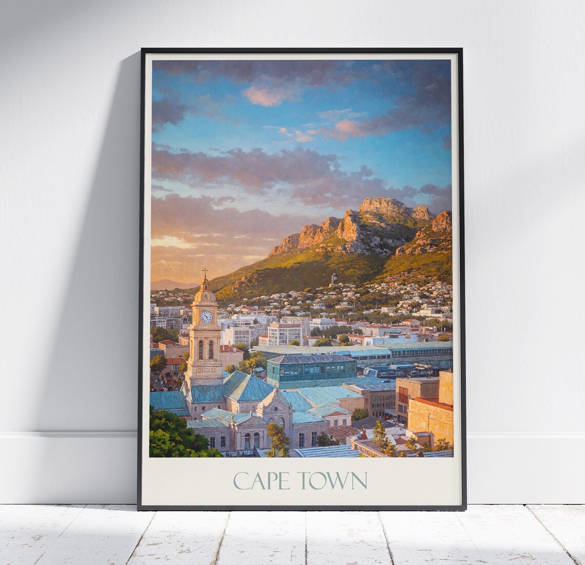 Cape Town South Africa Table Mountain Cityscape Travel Poster