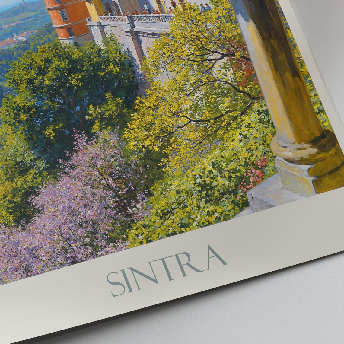 Sintra Pena Palace Painted View Through Stone Arch Gardens Poster - Image 4