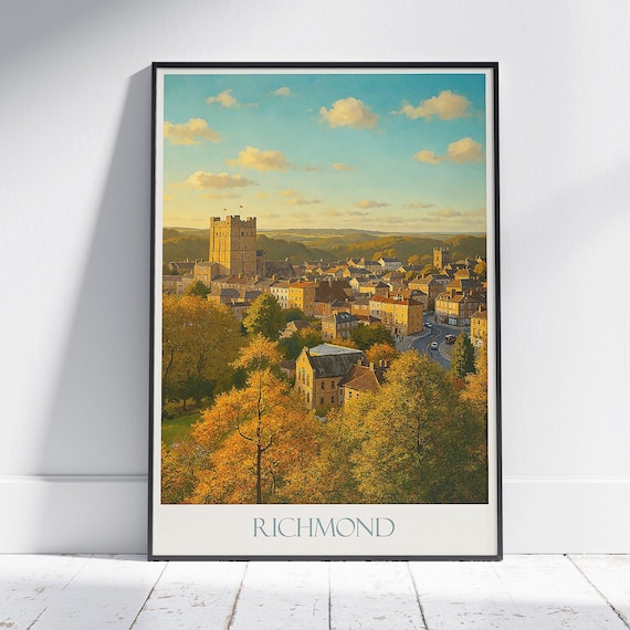 Richmond Castle North Yorkshire Autumn Sunset Town Travel Poster
