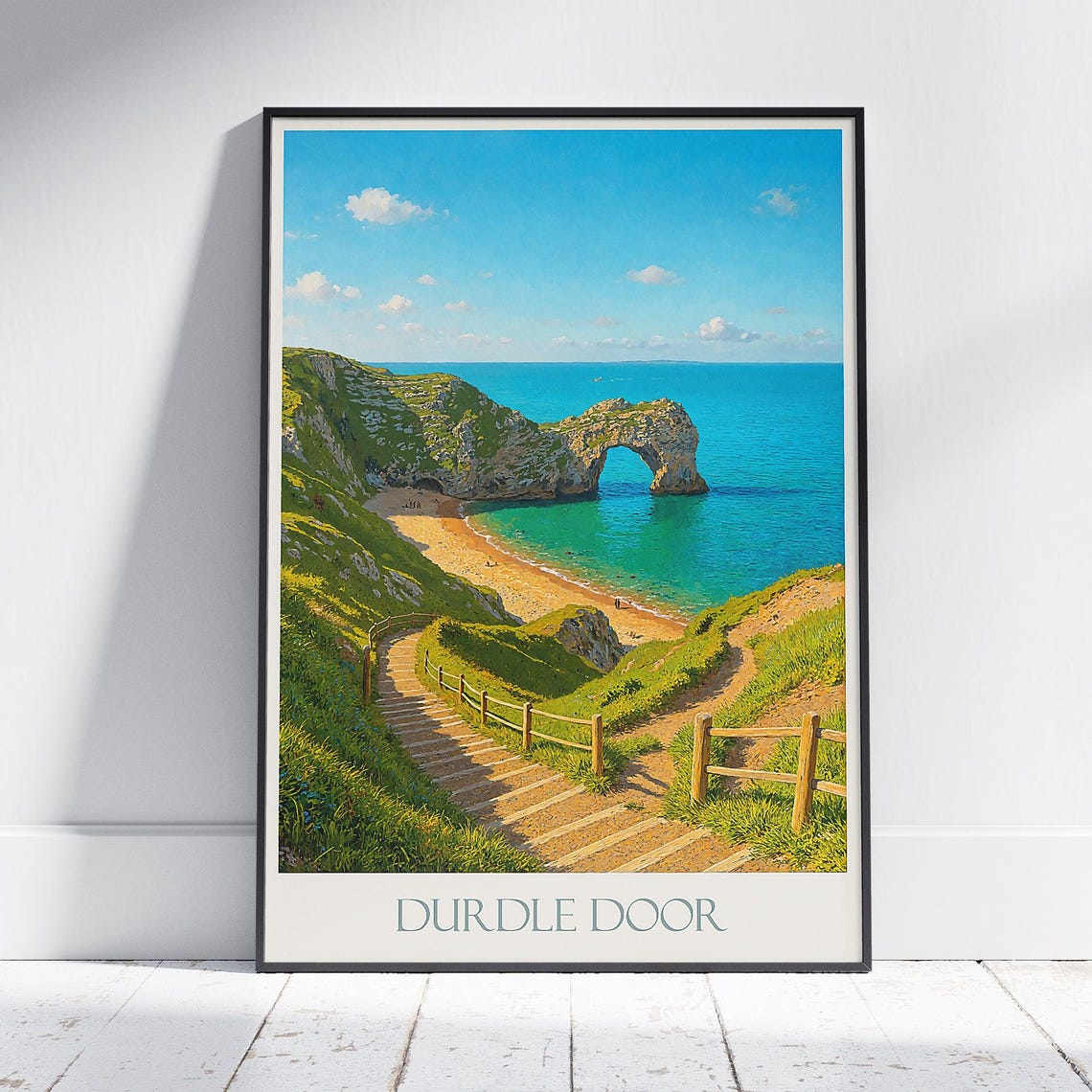 Durdle Door Dorset Limestone Arch Coast Path Vintage Travel Poster