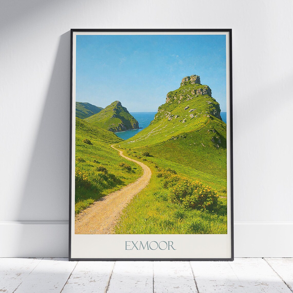 Exmoor National Park Valley of Rocks Coastal Hiking Travel Poster