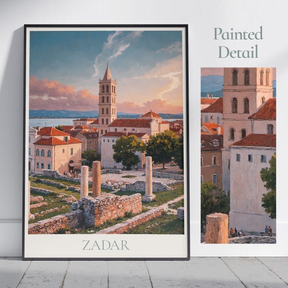 Zadar Travel Print Croatia Travel Poster Painted Wall Art Print Home Decor Framed Personalized Print Vacation Travel Gift
