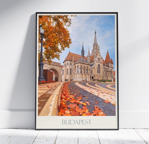 Budapest Travel Print Hungary Travel Poster Painted Wall Art Home Decor Framed Personalized Print Vacation Travel Gift