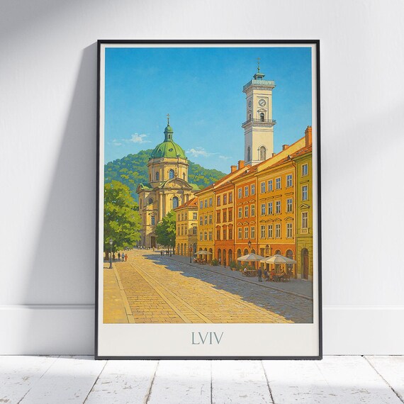 Lviv Ukraine Old Town Cityscape European Architecture Travel Poster
