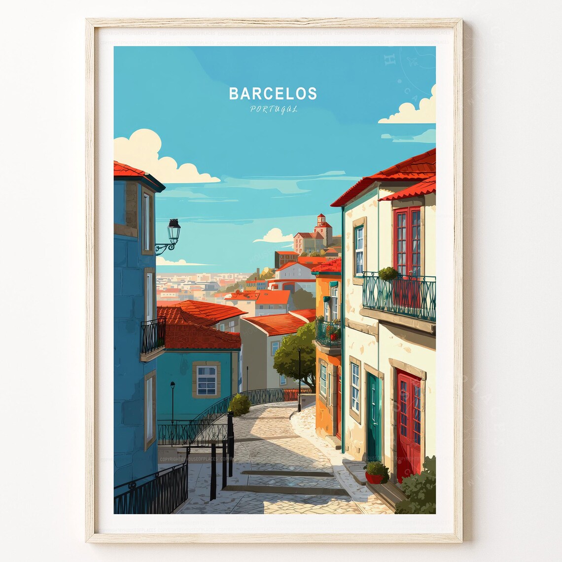 Barcelos Portugal Scenic Old Town Street Retro Travel Art Poster