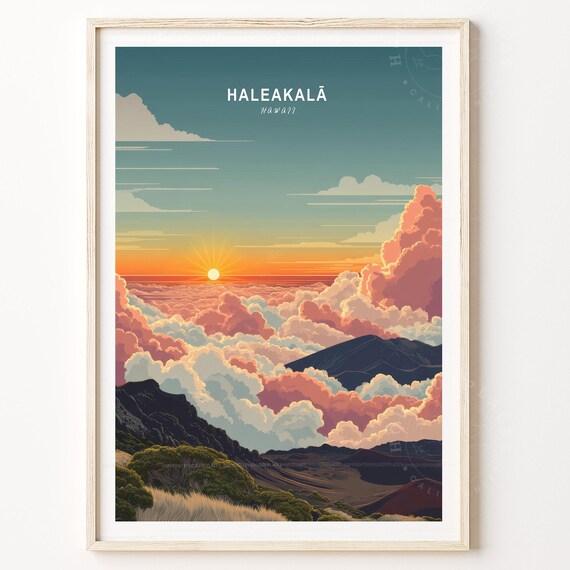 Haleakala Hawaii Volcano Sunrise Pink Cloud Landscape Poster