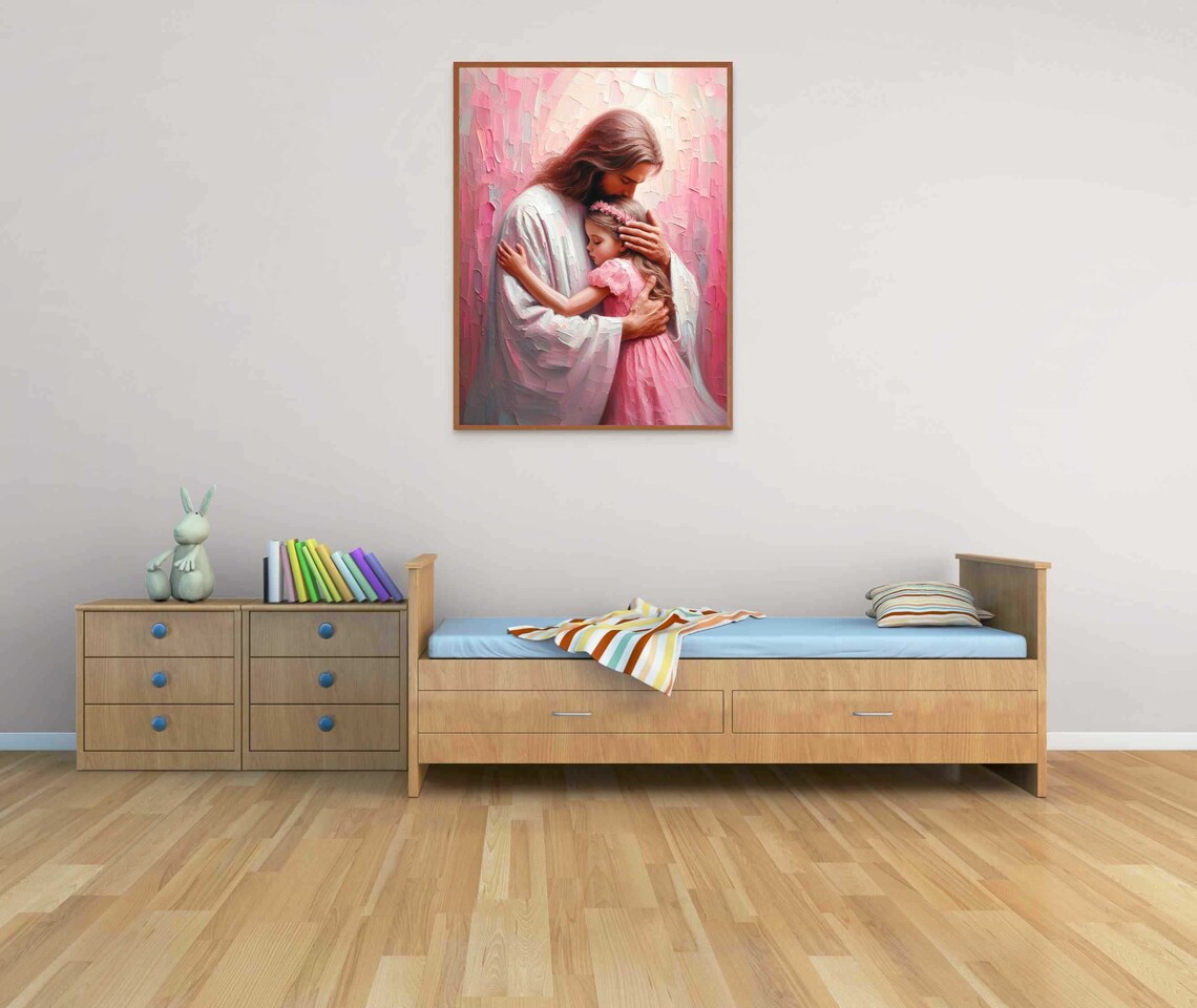 Friends Forever Modern Christian Art Jesus And Girl Art Jesus Picture Lds Bible Prints Jesus Poster Jesus With Children Art - Image 2