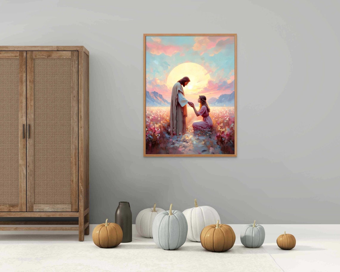 Forgiven And Loved Christian Art Jesus And Woman Jesus Wall Art Lds Art Bible Verse Wall Art Christian Painting Jesus With Girl Art - Image 2