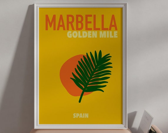 Marbella Retro Travel Poster, Summer Destination