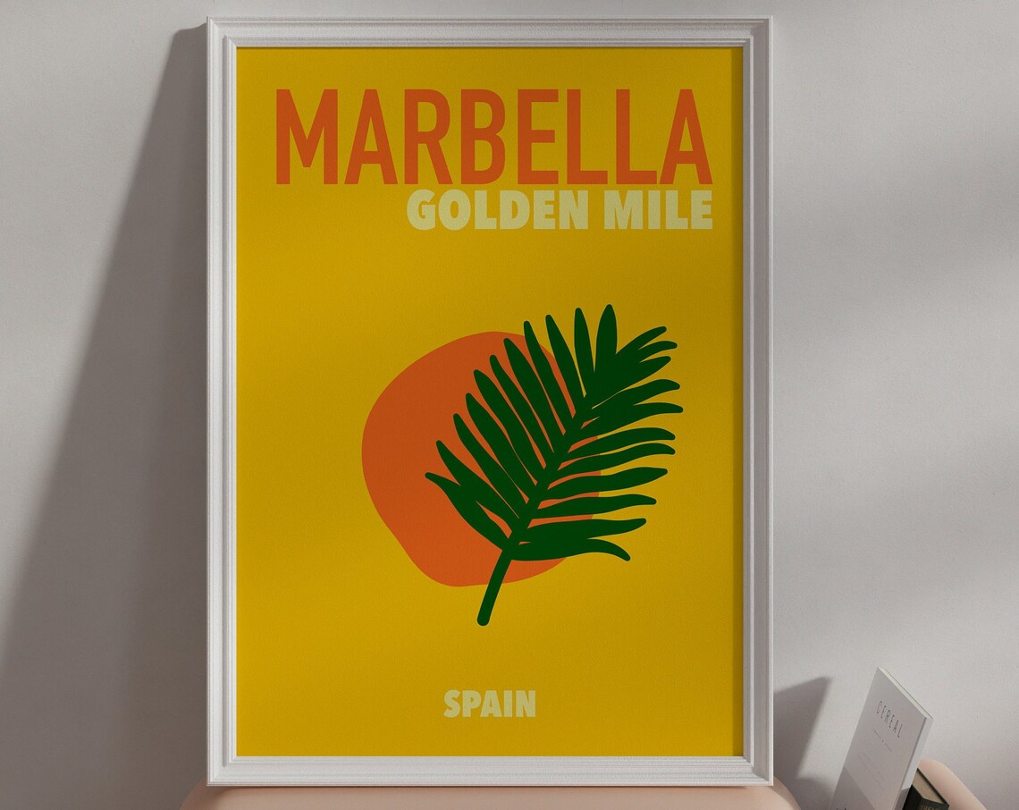 Marbella Retro Travel Poster, Summer Destination